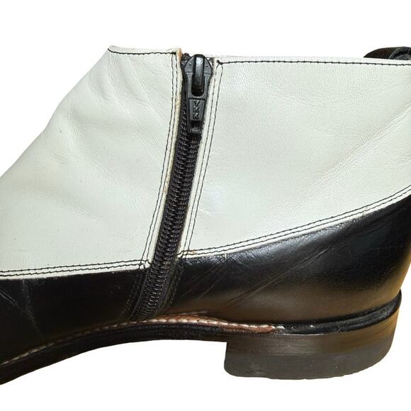 Stacy Adams Madison Spectator Spat Ankle Boots Black White Shoes Leather 10 D